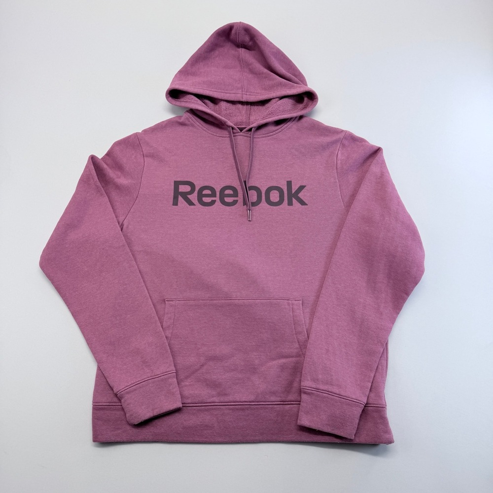 Reebok Mens M Plum Purple Logo Pullover Hoodie Sweatshirt